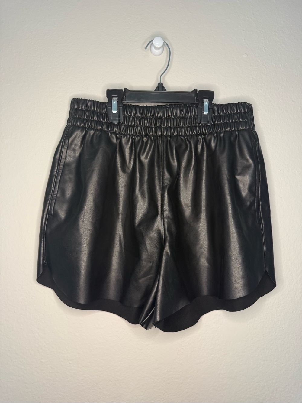 Abercrombie & Fitch High Rise Vegan Leather Dolphin Hem Shorts